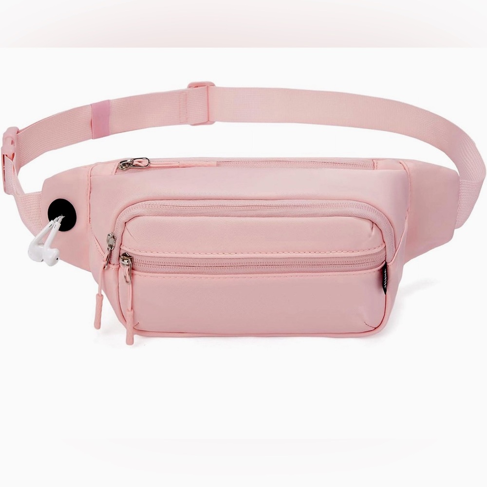 NWT Crossbody Fanny Pack/Belt Bag 4-Zipper Pockets - Pink